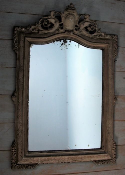 19th c painted crested mirror with shield and dragons - CATEGORY: ANTIQUE MIRRORS - DATED 19TH CENTURY