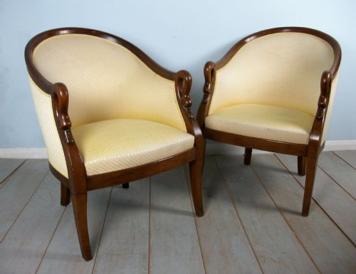 A Fine Pair of Empire Swan Tub Chairs