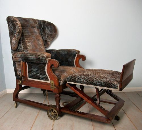 victorian metamorphic wing back armchair - CATEGORY: ANTIQUE CHAIRS - DATED VICTORIAN