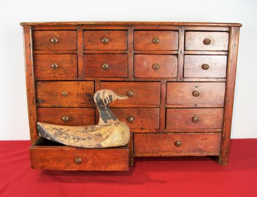 a collector's cabinet of 16 drawers dated 1910 - CATEGORY: ANTIQUE CABINETS - DATED 1910