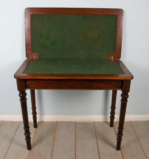 A 19TH CENTURY MAHOGANY CARD OR GAMES TABLE - ADDITIONAL PHOTO 2