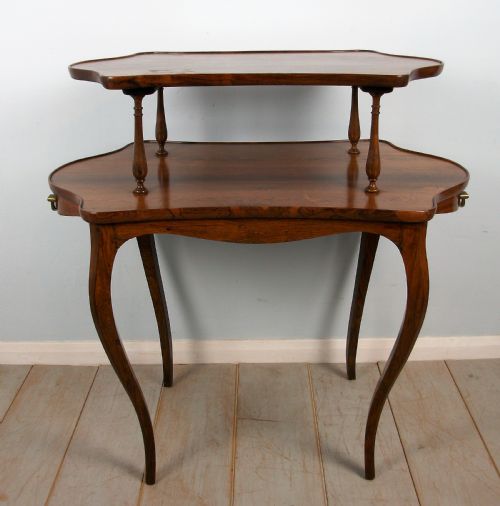 A FINE QUALITY SERPENTINE TWO TIER OCCASIONAL ETAGERE CENTRE TABLE - ADDITIONAL PHOTO 2