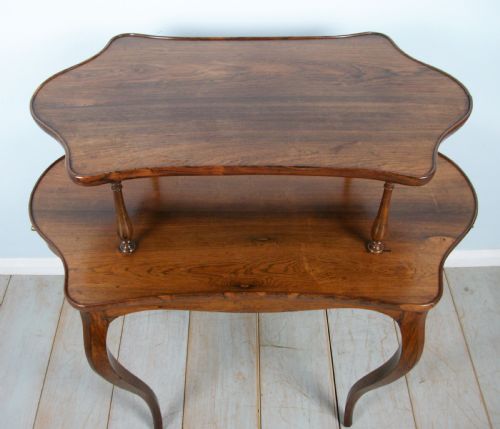 A FINE QUALITY SERPENTINE TWO TIER OCCASIONAL ETAGERE CENTRE TABLE - ADDITIONAL PHOTO 4