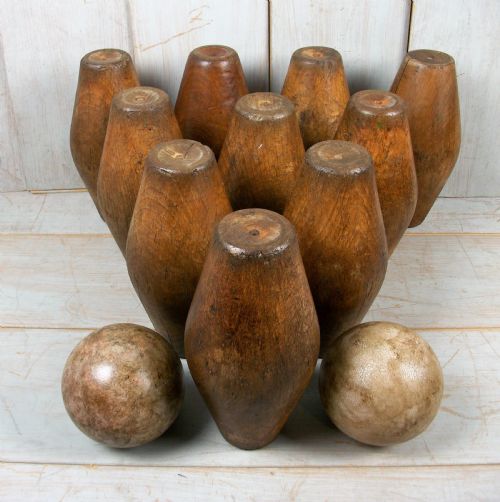 A FULL SET OF 10 C19TH SKITTLES - ADDITIONAL PHOTO 2