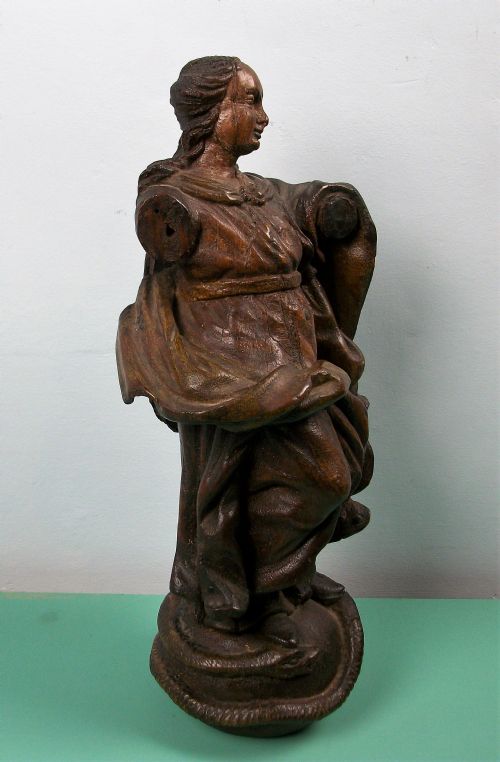 C17TH ITALIAN CARVED OAK WOOD SCULPTURE OF THE VIRGIN MARY - ADDITIONAL PHOTO 3