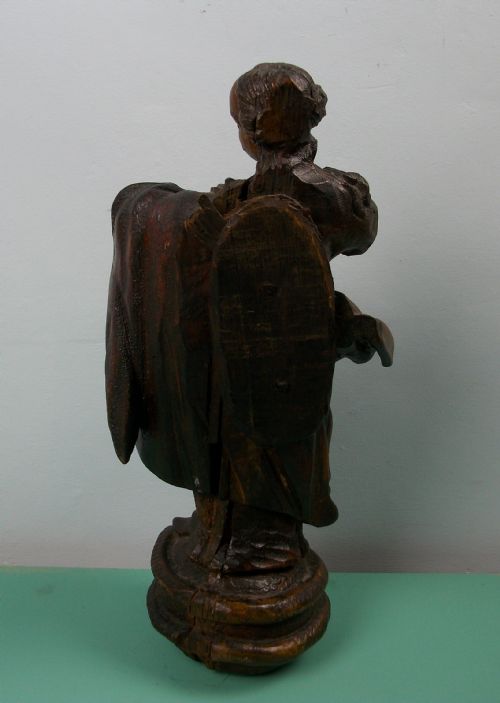 C17TH ITALIAN CARVED OAK WOOD SCULPTURE OF THE VIRGIN MARY - ADDITIONAL PHOTO 4