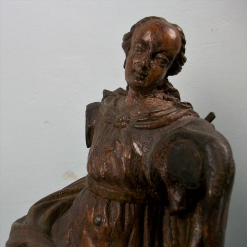 C17TH ITALIAN CARVED OAK WOOD SCULPTURE OF THE VIRGIN MARY - ADDITIONAL PHOTO 5