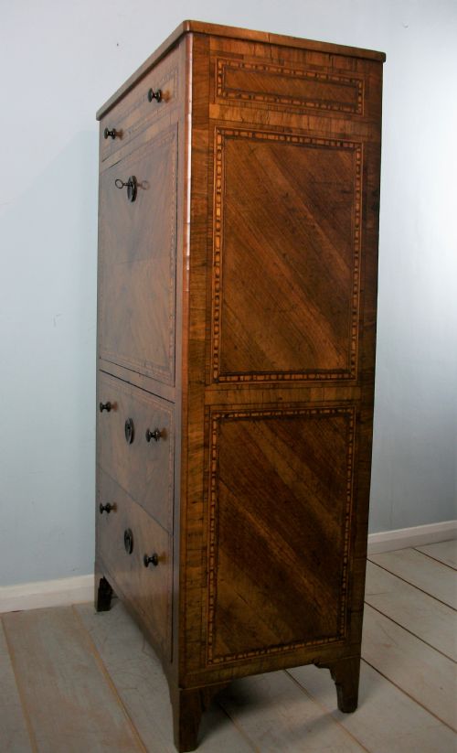 ITALIAN EARLY 19TH C WALNUT MARQUETRY SECRETAIRE ABATTANT ESCRITOIRE BUREAU - ADDITIONAL PHOTO 2