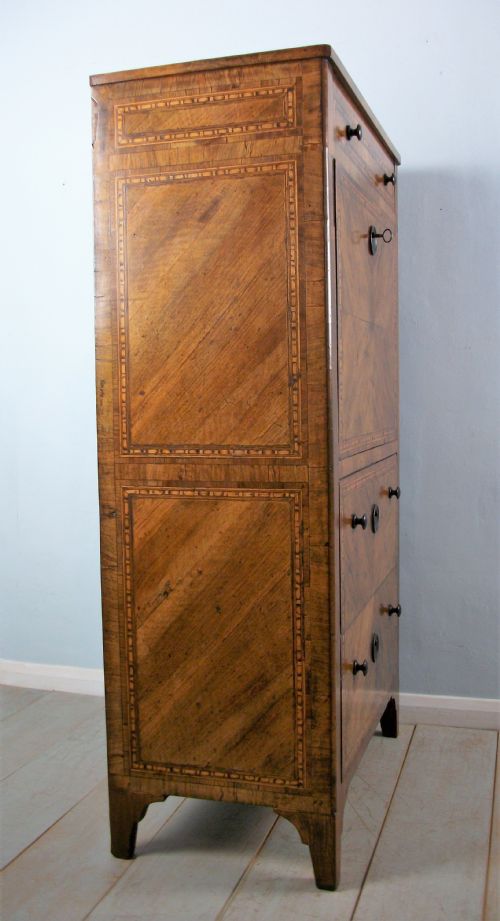 ITALIAN EARLY 19TH C WALNUT MARQUETRY SECRETAIRE ABATTANT ESCRITOIRE BUREAU - ADDITIONAL PHOTO 5