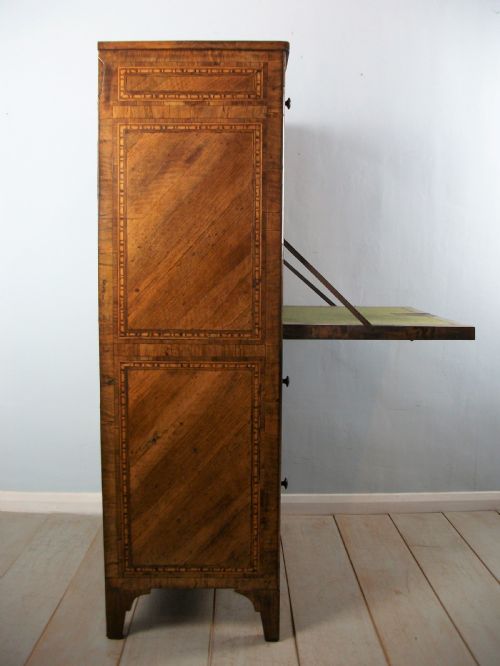 ITALIAN EARLY 19TH C WALNUT MARQUETRY SECRETAIRE ABATTANT ESCRITOIRE BUREAU - ADDITIONAL PHOTO 7