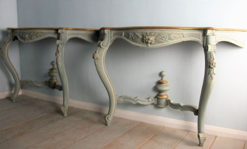 pair of painted and gilded italian console tables - CATEGORY: ANTIQUE TABLES - DATED 19TH CENTURY