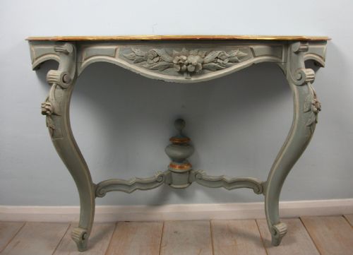 PAIR OF PAINTED AND GILDED ITALIAN CONSOLE TABLES - ADDITIONAL PHOTO 6