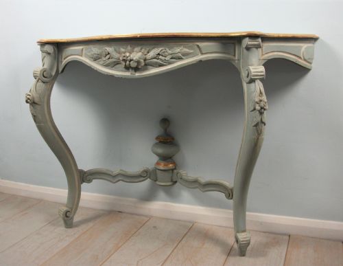 PAIR OF PAINTED AND GILDED ITALIAN CONSOLE TABLES - ADDITIONAL PHOTO 8