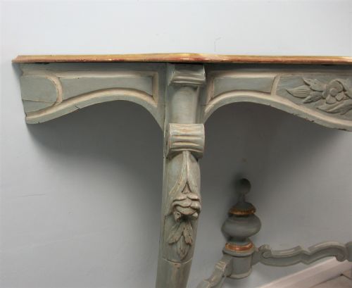 PAIR OF PAINTED AND GILDED ITALIAN CONSOLE TABLES - ADDITIONAL PHOTO 10