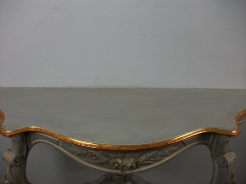 PAIR OF PAINTED AND GILDED ITALIAN CONSOLE TABLES - ADDITIONAL PHOTO 11