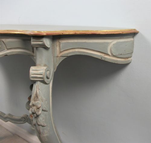 PAIR OF PAINTED AND GILDED ITALIAN CONSOLE TABLES - ADDITIONAL PHOTO 12