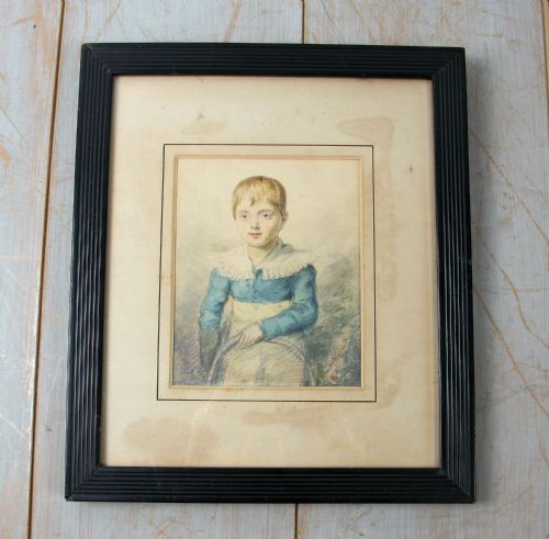 ANTIQUE WATERCOLOUR PORTRAIT OF A CHILD - ADDITIONAL PHOTO 1