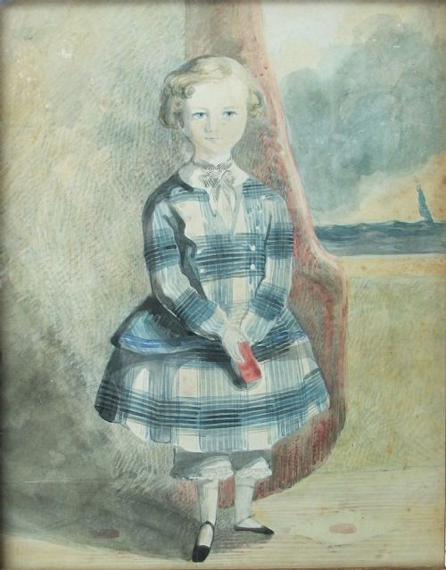 WATERCOLOUR NAIVE PORTRAIT OF A CHILD - ADDITIONAL PHOTO 1