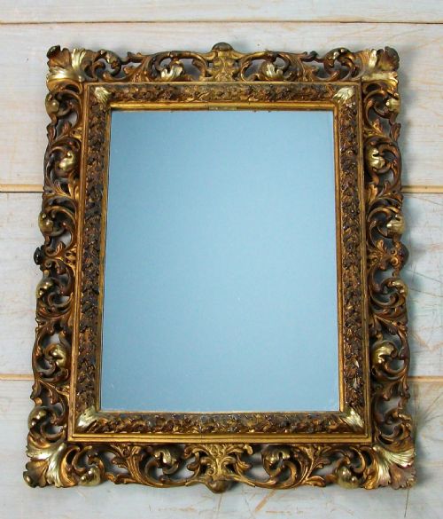 gorgeous small florentine mirror frame - CATEGORY: ANTIQUE MIRRORS - DATED 19TH CENTURY