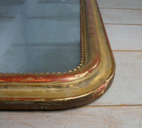 FRENCH GILTWOOD GILT OVER MANTLE ARCH TOP WALL MIRROR - ADDITIONAL PHOTO 3
