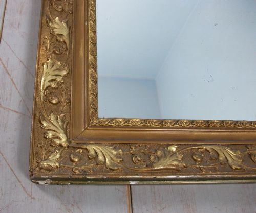 LARGE ANTIQUE FRENCH OVERMANTLE GILDED MIRROR - ADDITIONAL PHOTO 5