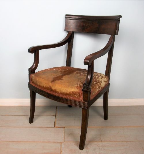 georgian mahogany desk or elbow chair - CATEGORY: ANTIQUE CHAIRS - DATED 19TH CENTURY