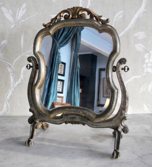 italian venetian swing painted lady's dressing toilet mirror - CATEGORY: ANTIQUE MIRRORS - DATED 19TH CENTURY