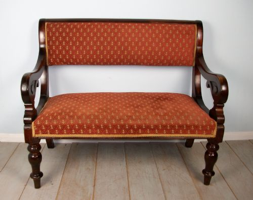VICTORIAN WALNUT WINDOW SEAT HALL BENCH - ADDITIONAL PHOTO 1
