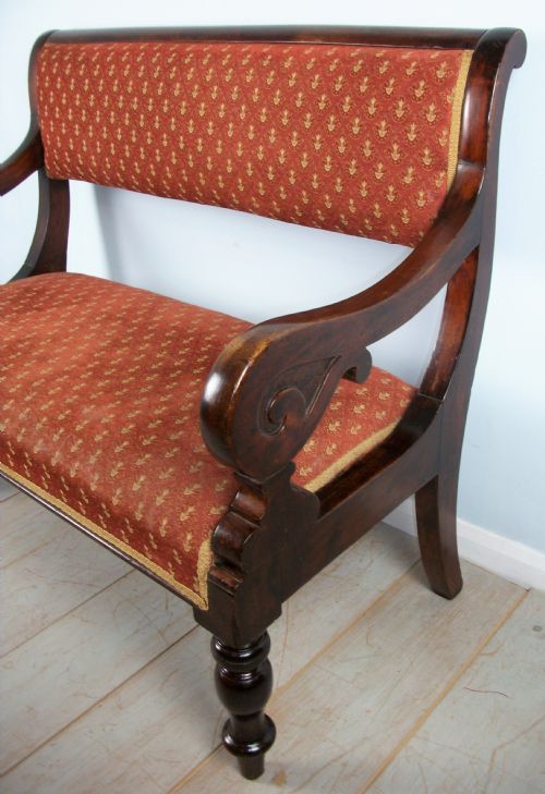 VICTORIAN WALNUT WINDOW SEAT HALL BENCH - ADDITIONAL PHOTO 6