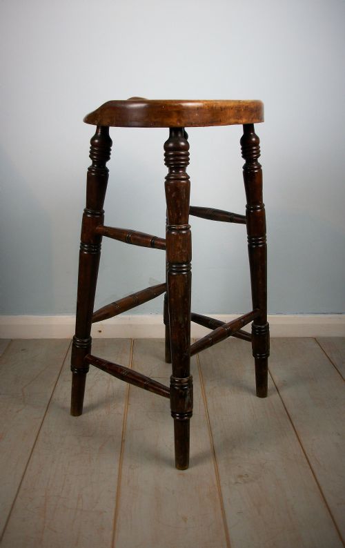 ANTIQUE ELM ARTIST'S OR BAR SADDLE SEAT STOOL - ADDITIONAL PHOTO 9