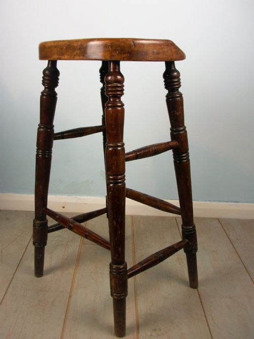 ANTIQUE ELM ARTIST'S OR BAR SADDLE SEAT STOOL - ADDITIONAL PHOTO 10