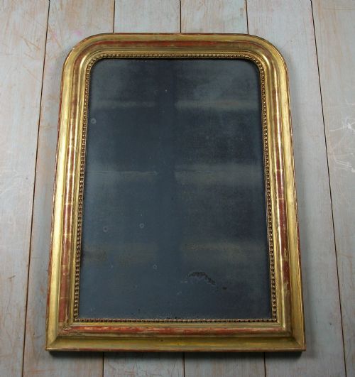 french giltwood gilt over mantle arch top wall mirror - CATEGORY: ANTIQUE MIRRORS - DATED 19TH CENTURY