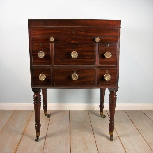 A LATE GEORGIAN OFFICER'S MILITARY CAMPAIGN DRESSING CHEST WRITING SLOPE - ADDITIONAL PHOTO 7