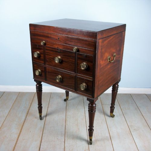 A LATE GEORGIAN OFFICER'S MILITARY CAMPAIGN DRESSING CHEST WRITING SLOPE - ADDITIONAL PHOTO 23