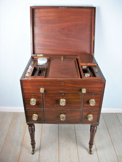 A LATE GEORGIAN OFFICER'S MILITARY CAMPAIGN DRESSING CHEST WRITING SLOPE - ADDITIONAL PHOTO 4