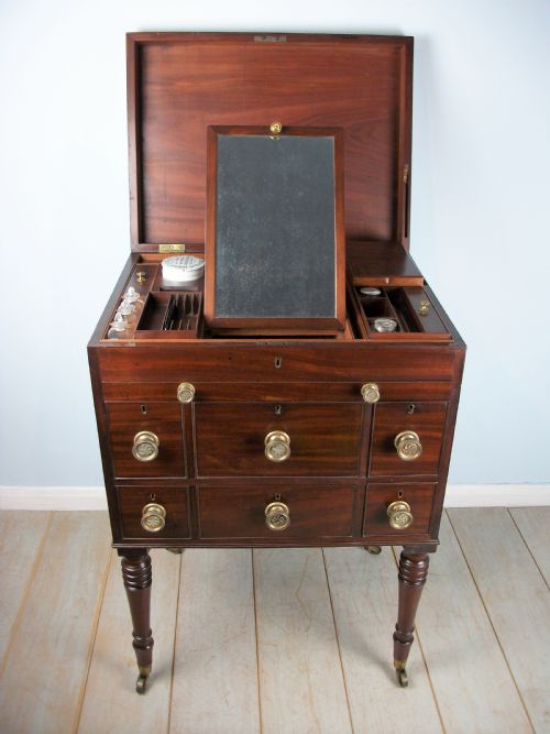 A LATE GEORGIAN OFFICER'S MILITARY CAMPAIGN DRESSING CHEST WRITING SLOPE - ADDITIONAL PHOTO 16