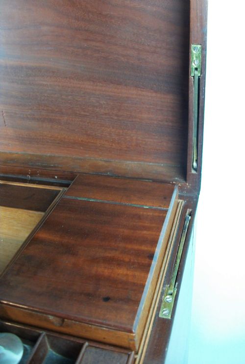 A LATE GEORGIAN OFFICER'S MILITARY CAMPAIGN DRESSING CHEST WRITING SLOPE - ADDITIONAL PHOTO 10