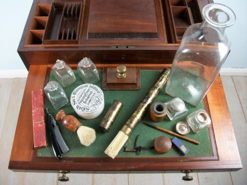 A LATE GEORGIAN OFFICER'S MILITARY CAMPAIGN DRESSING CHEST WRITING SLOPE - ADDITIONAL PHOTO 11