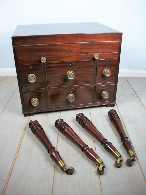 A LATE GEORGIAN OFFICER'S MILITARY CAMPAIGN DRESSING CHEST WRITING SLOPE - ADDITIONAL PHOTO 20
