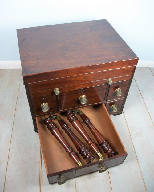 A LATE GEORGIAN OFFICER'S MILITARY CAMPAIGN DRESSING CHEST WRITING SLOPE - ADDITIONAL PHOTO 18