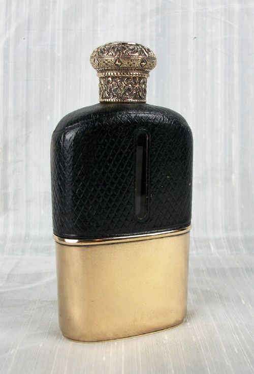 SILVER GILT HIP FLASK LONDON 1884 - ADDITIONAL PHOTO 1
