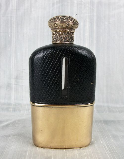 SILVER GILT HIP FLASK LONDON 1884 - ADDITIONAL PHOTO 2