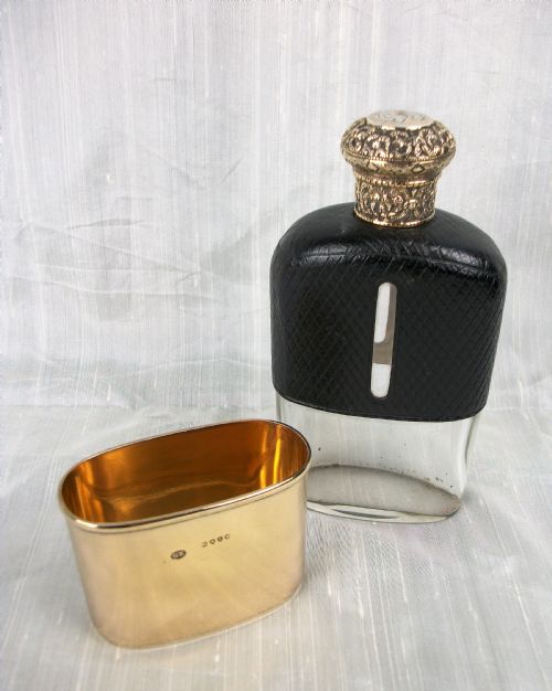 SILVER GILT HIP FLASK LONDON 1884 - ADDITIONAL PHOTO 8