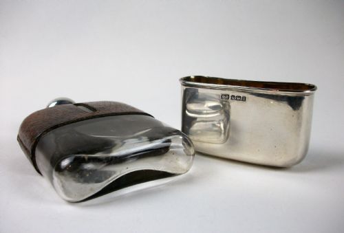 ANTIQUE SILVER AND LEATHER BOUND HIP FLASK - ADDITIONAL PHOTO 15