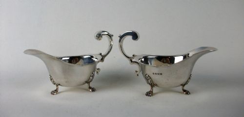 PAIR OF SILVER SAUCE BOATS BIRMINGHAM 1937 - ADDITIONAL PHOTO 1
