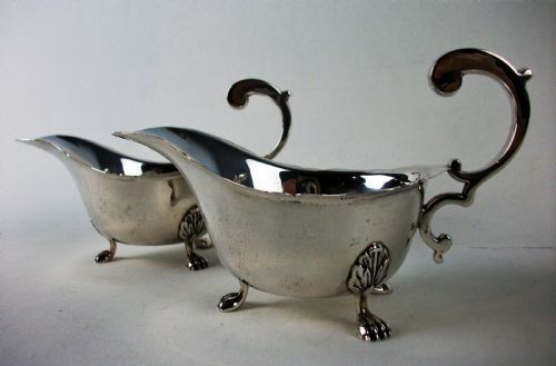 PAIR OF SILVER SAUCE BOATS BIRMINGHAM 1937 - ADDITIONAL PHOTO 2