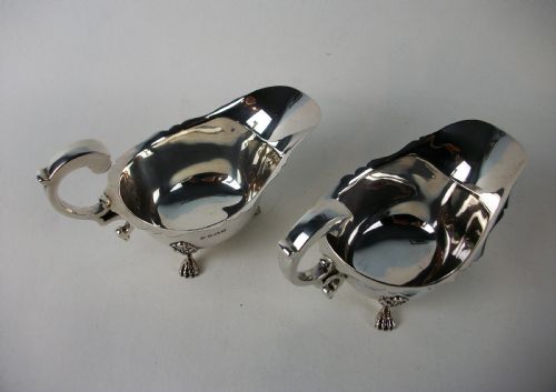 PAIR OF SILVER SAUCE BOATS BIRMINGHAM 1937 - ADDITIONAL PHOTO 3