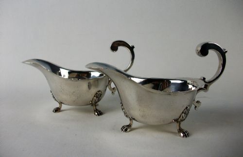 PAIR OF SILVER SAUCE BOATS BIRMINGHAM 1937 - ADDITIONAL PHOTO 4