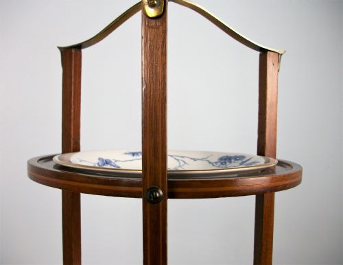EDWARDIAN MAHOGANY THREE TIER CAKE STAND WITH PLATES - ADDITIONAL PHOTO 7
