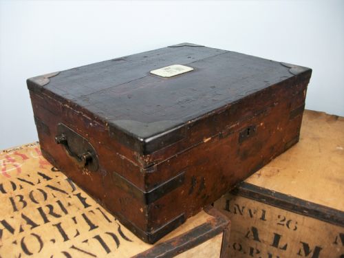 19th century brass bound military campaign document box from the boer war era circa 1900 - CATEGORY: ANTIQUE BOXES - DATED VICTORIAN
